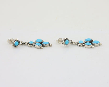Navajo Paw Earrings 925 Silver Blue Turquoise Native American Artist C.80's