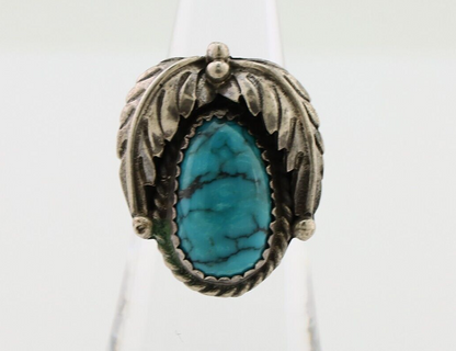 Navajo Handmade Ring 925 Silver Blue Turquoise Native American Artist C.80's