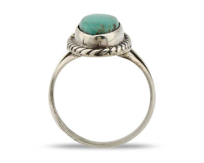 Navajo Ring 925 Silver Kingman Turquoise Artist Signed M Montoya C.80's