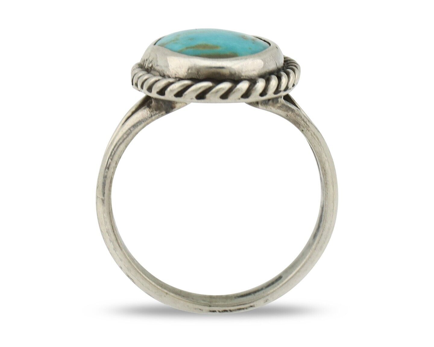 Navajo Ring 925 Silver Kingman Turquoise Native American Artist C.80's