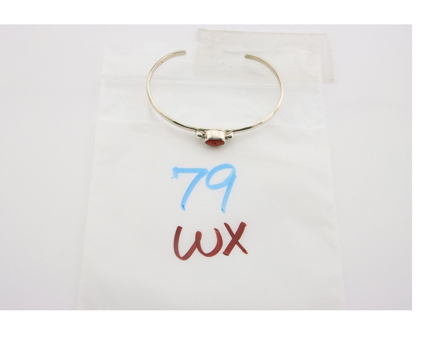 Navajo Bracelet .925 Silver Natural Red Coral Cuff Native American Artist C.80's