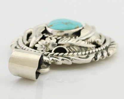 Navajo Pendant 925 Silver Kingman Turquoise Native American Artist C.80s