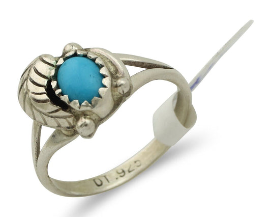 Navajo Ring .925 Silver Sleeping Beauty Turquoise Native American Artist C.80's