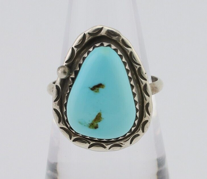 Navajo Ring 925 Silver Natural Turquoise Native American Artist C.80's