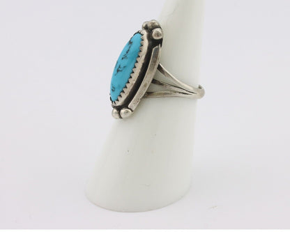 Navajo Ring .925 Silver Sleeping Beauty Turquoise Signed SkyStone Creations C80s
