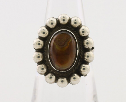 Navajo Handmade Ring 925 Silver Natural Fire Opal Native Artist Size 6.25 C.80's