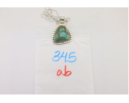 Navajo Necklace 925 Silver Natural Turquoise Signed Sunset C.85