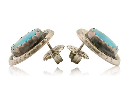 Navajo Earrings 925 Silver Natural Mined Turquoise Native American Artist C.80's