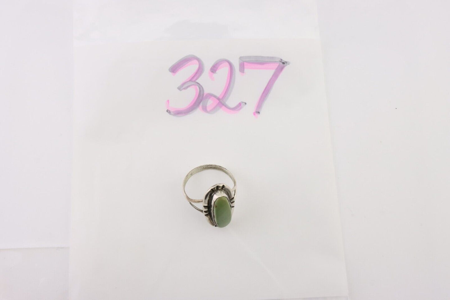 Navajo Handmade Ring 925 Silver Green Turquoise Artist Signed Kachina C.80's