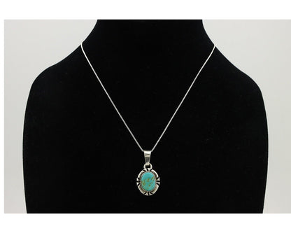 Navajo Necklace 925 Silver Arizona Turquoise Handmade Signed Gecko C.90's