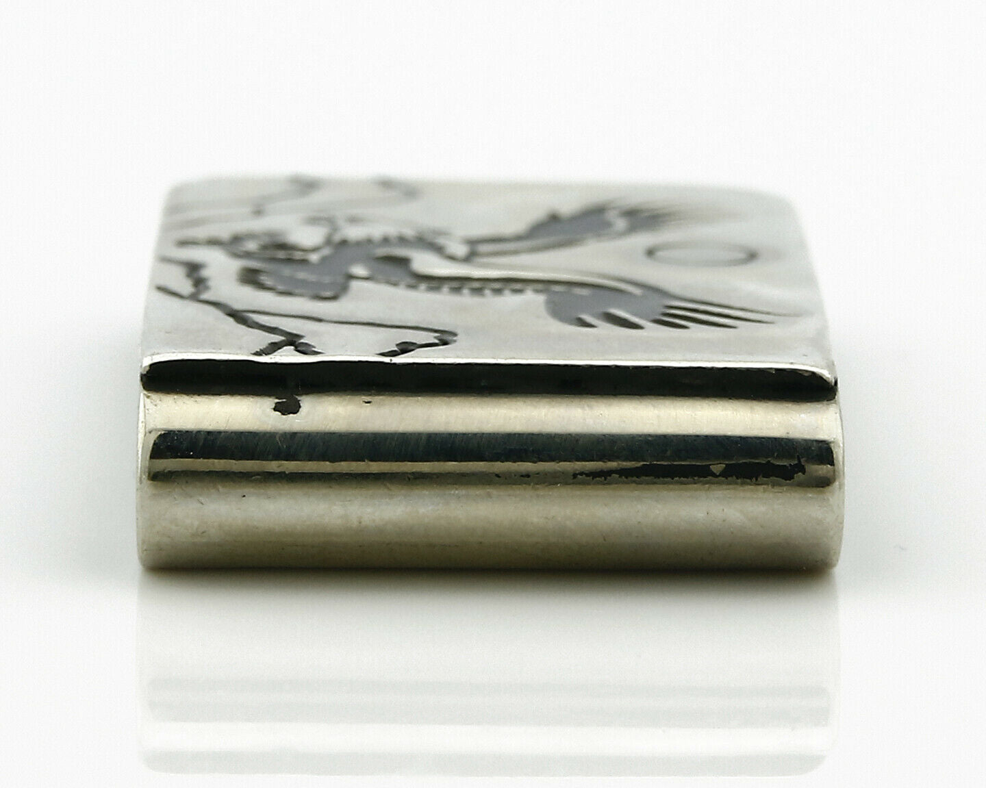 Navajo Money Clip .925 Silver & Nickle Hand Stamped Artist Native C.80-90's