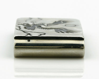 Navajo Money Clip .925 Silver & Nickle Hand Stamped Artist Native C.80-90's