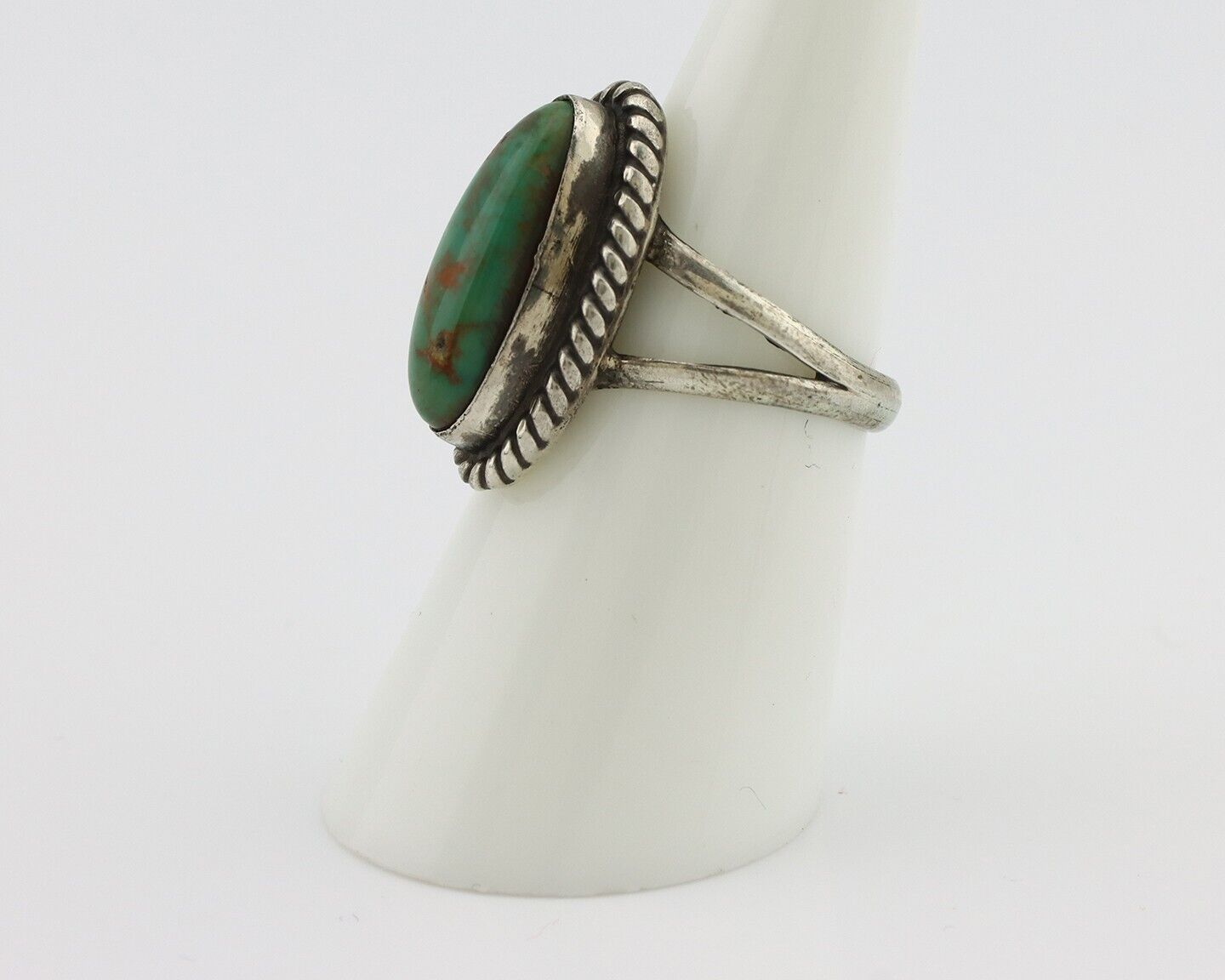 Navajo Ring 925 Silver Kingman Turquoise Artist Native American Signed C.80's