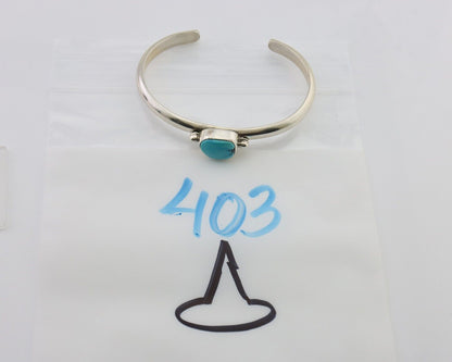 Navajo Cuff Bracelet 925 Silver Natural Blue Turquoise Native American C.80's