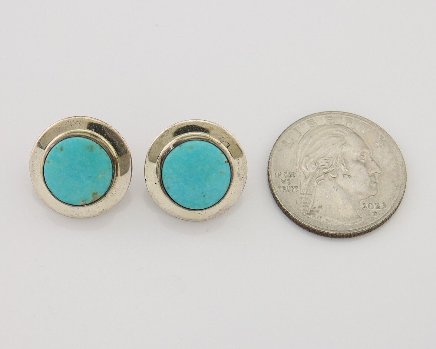 Navajo Earrings 925 Silver Blue Turquoise Native American Artist C.80's