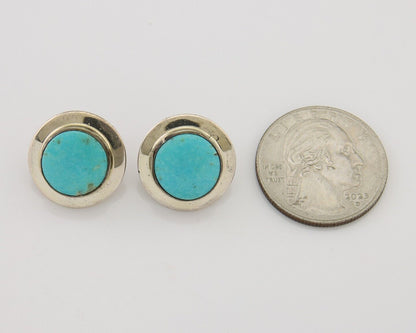 Navajo Earrings 925 Silver Blue Turquoise Native American Artist C.80's