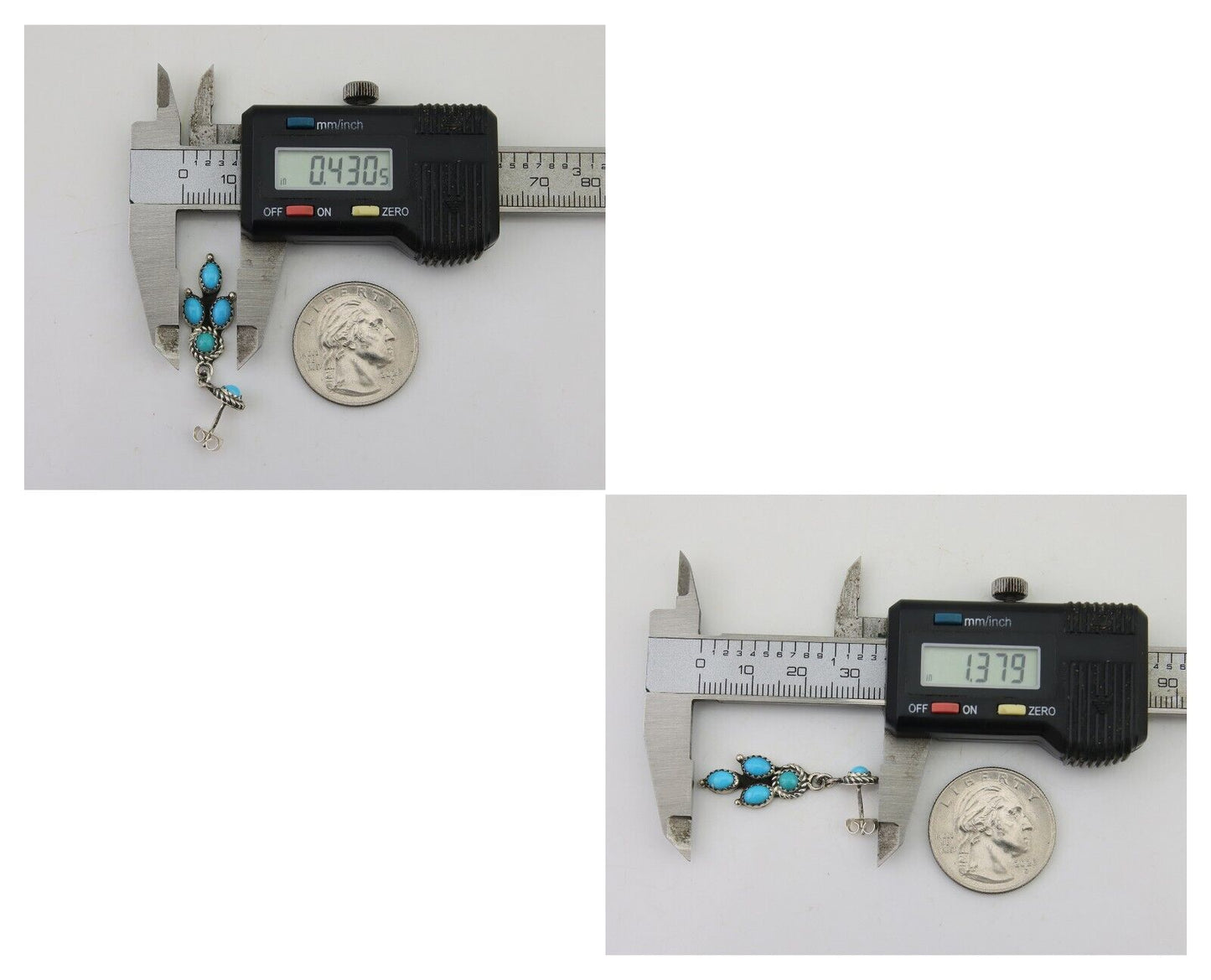 Navajo Paw Earrings 925 Silver Blue Turquoise Native American Artist C.80's