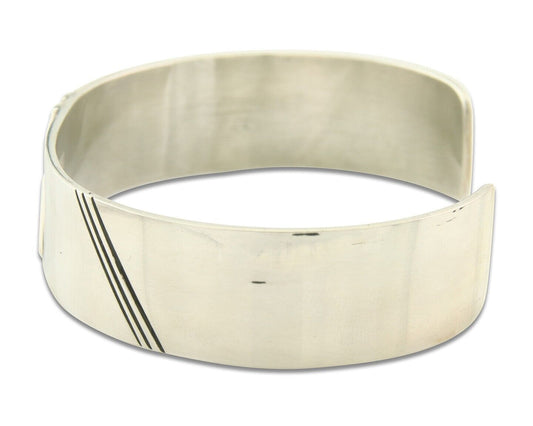 Navajo Bracelet Gold & 925 Silver Handmade 16 mm Wide Signed Thomas Singer C80s