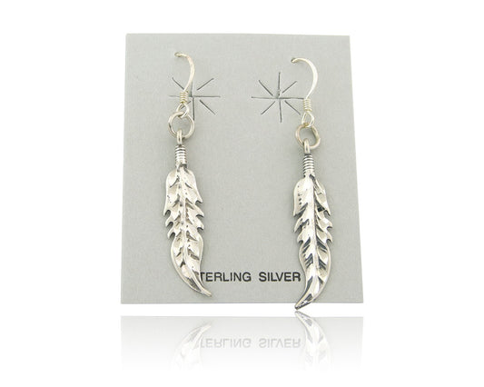 Navajo Feather Earrings Sterling Silver Dangle Vintage Authentic Signed Masha