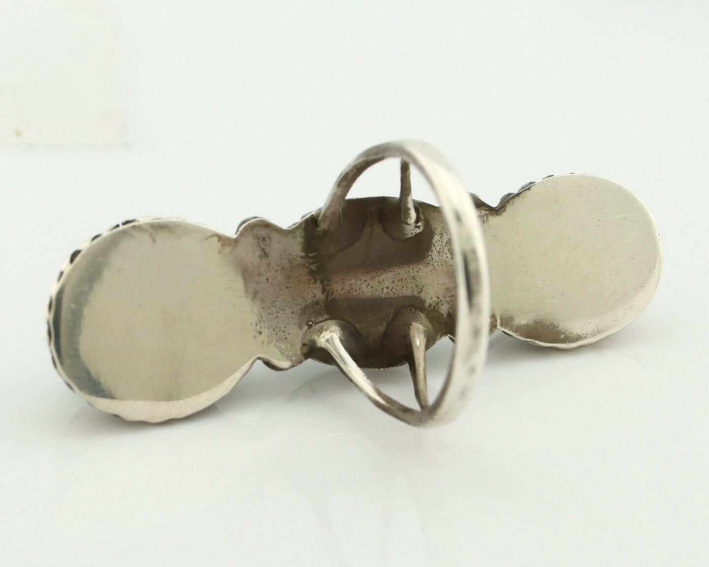 Navajo 3 Stone Ring 925 Silver Natural Kingman Turquoise Native Artist C.80's