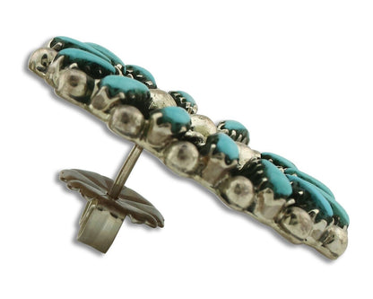 Navajo Earrings 925 Silver Sleeping Beauty Turquoise Signed B Yazzie C.80's