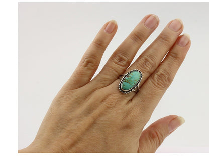 Navajo Ring 925 Silver Kingman Turquoise Artist Signed M Montoya C.80's