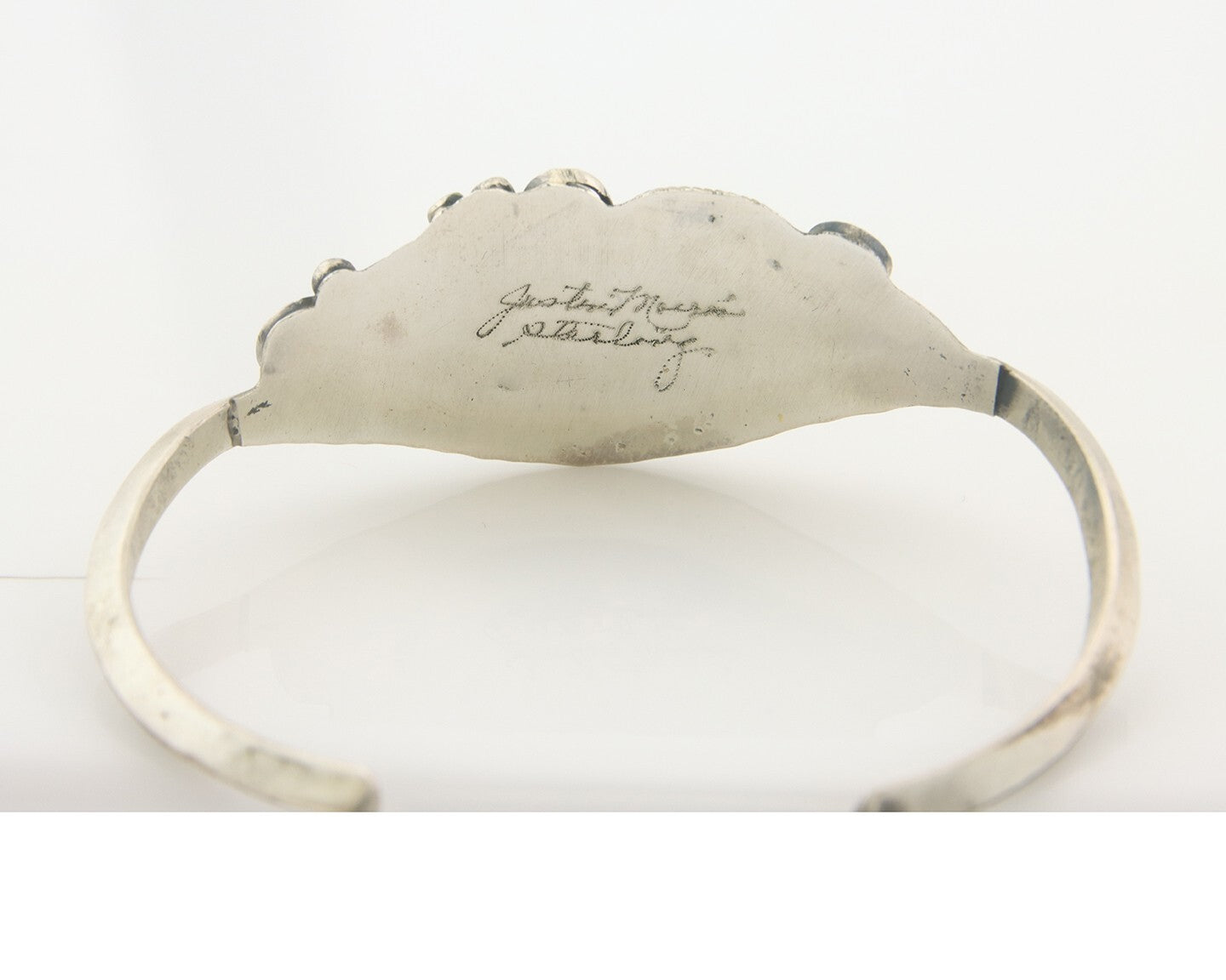 Navajo Bracelet 925 Silver Coral & Turquoise Cuff Signed Justin Morris C.80's