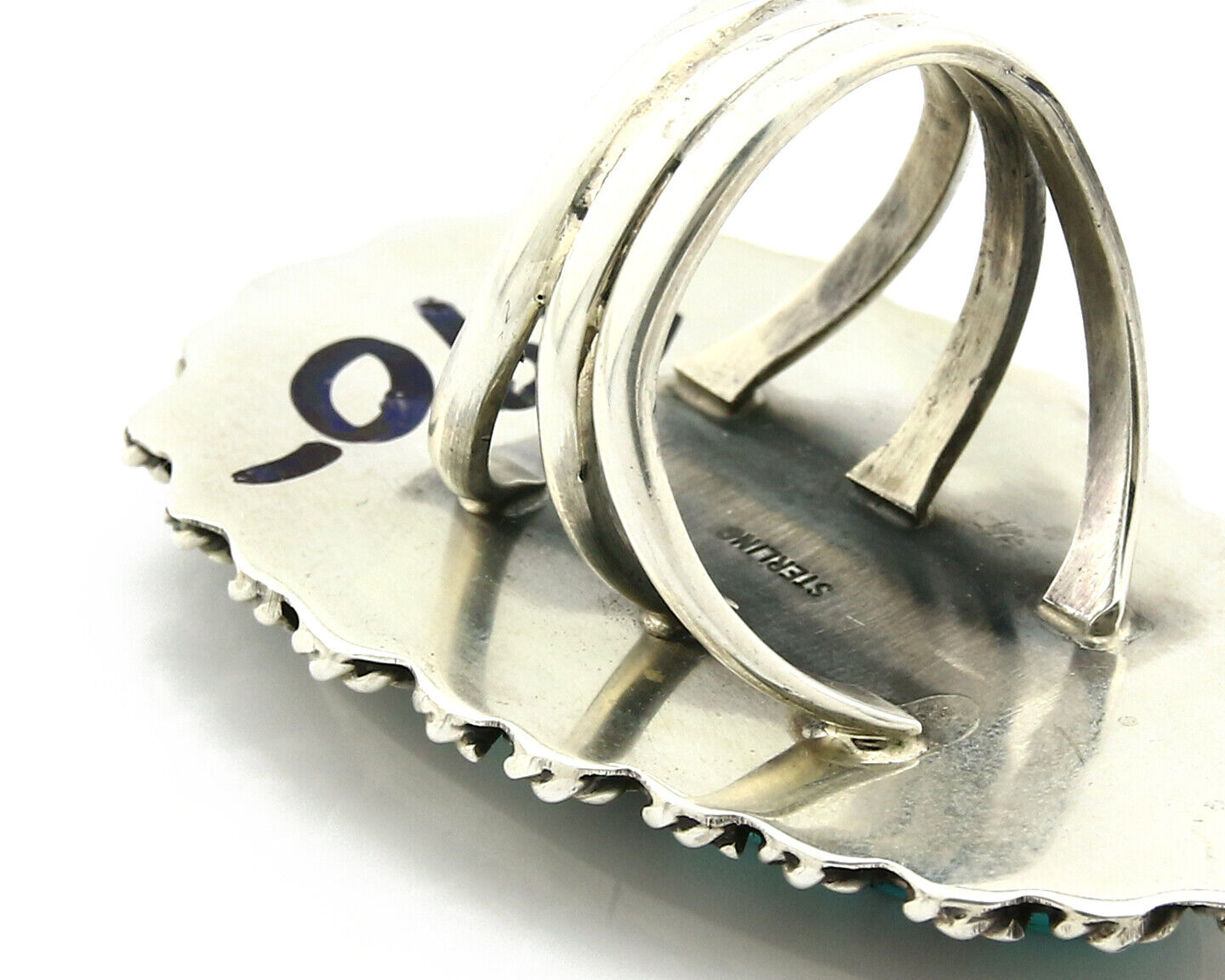 Navajo Ring .925 Silver Turquoise Mountain Artist Native American C.80's