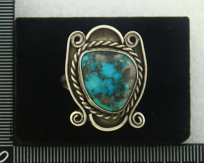 Navajo Men Ring 925 Sterling Natural Blue Turquoise Native Artist C80 Size 10.25
