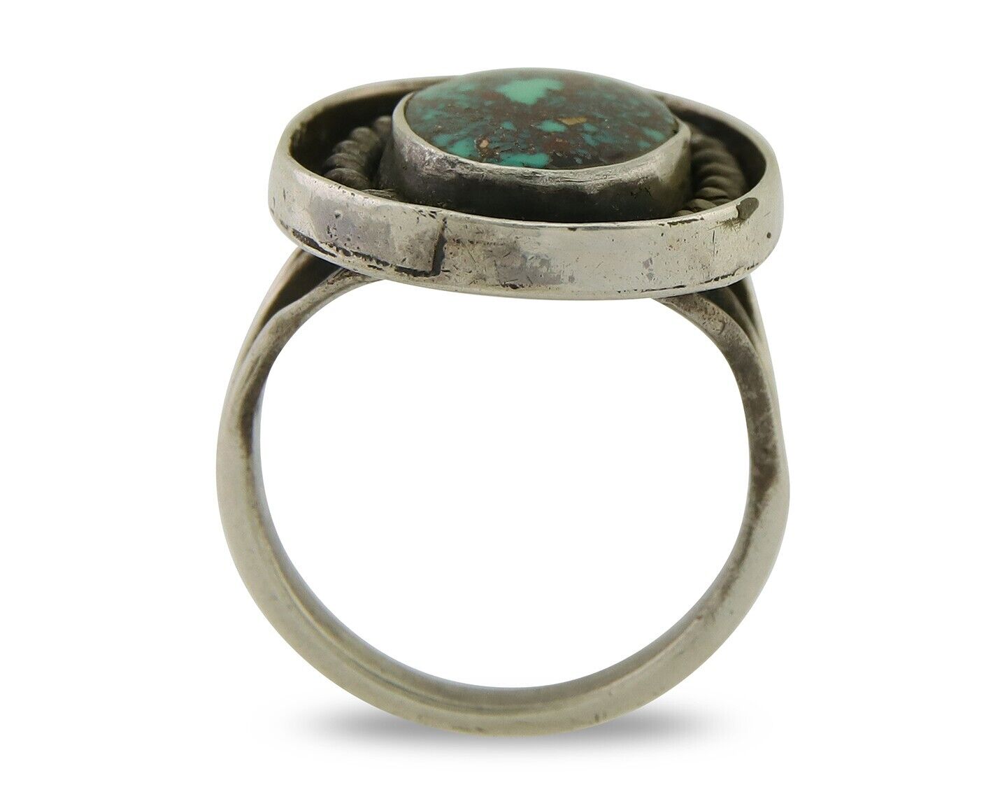Navajo Handmade Ring 925 Sterling Silver Natural Turquoise Native Artist C.80's