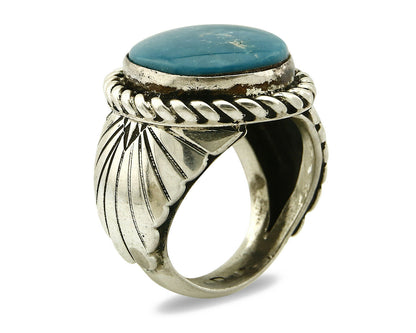 Navajo Ring .925 SOLID Silver Castle Dome Turquoise Signed Doug Zachary C.80's