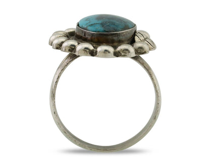 Navajo Ring 925 Silver Blue Turquoise Native American Artist C.80's