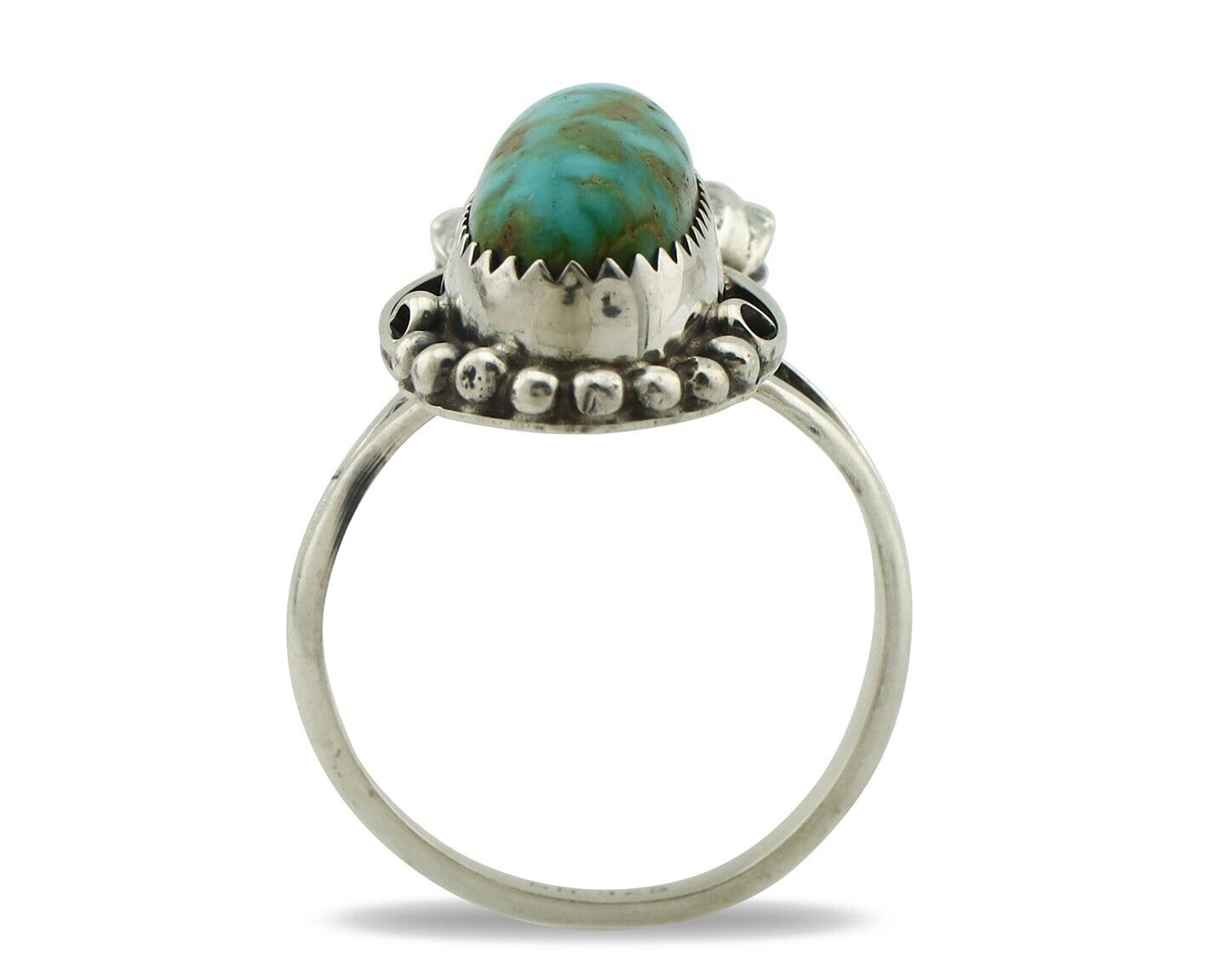 Navajo Ring .925 Silver Natural Mined Royston Turquoise Artist Signed SN C.80's