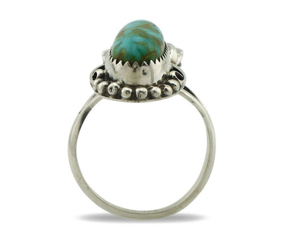 Navajo Ring .925 Silver Natural Mined Royston Turquoise Artist Signed SN C.80's