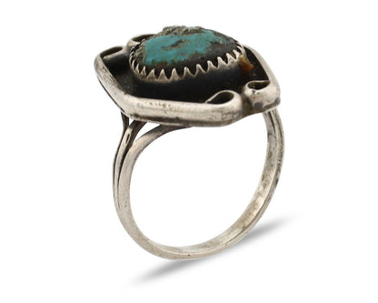 Navajo Ring 925 Silver Blue Turquoise & Pyrite Native American Artist C.80's