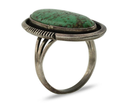 Navajo Ring 925 Silver Spiderweb Turquoise Aritst Signed William Denetdale C.80s