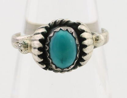 Navajo Ring 925 Silver Kingman Turquoise Native American Artist Made In 1985