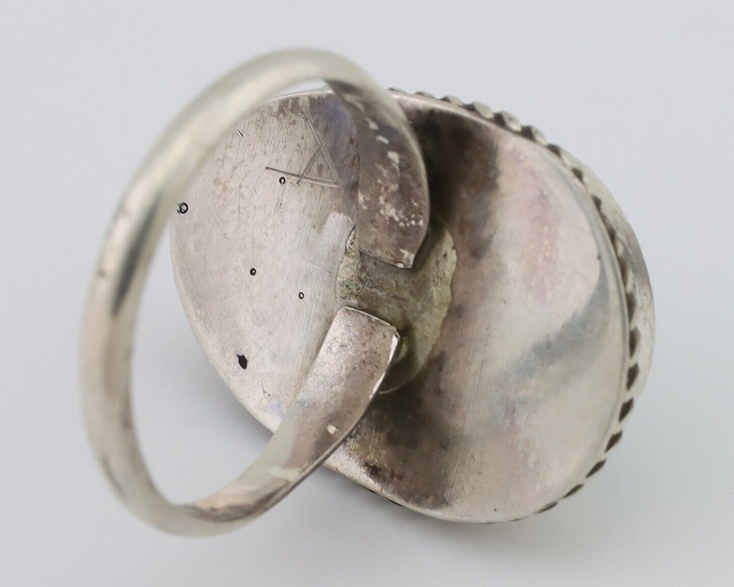 Navajo Ring 925 Silver Kingman Turquoise Native American Artist C.80's