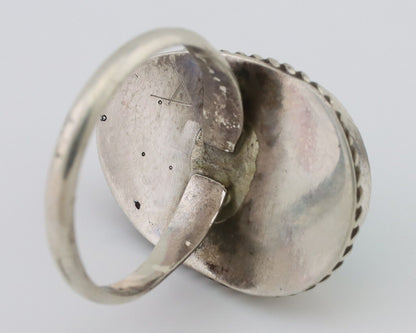 Navajo Ring 925 Silver Kingman Turquoise Native American Artist C.80's