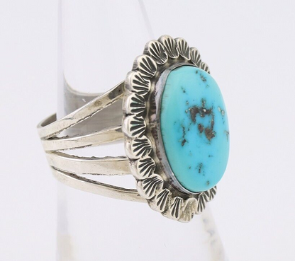 Navajo Ring 925 Silver Blue Turquoise Signed Allison Lee C.80's