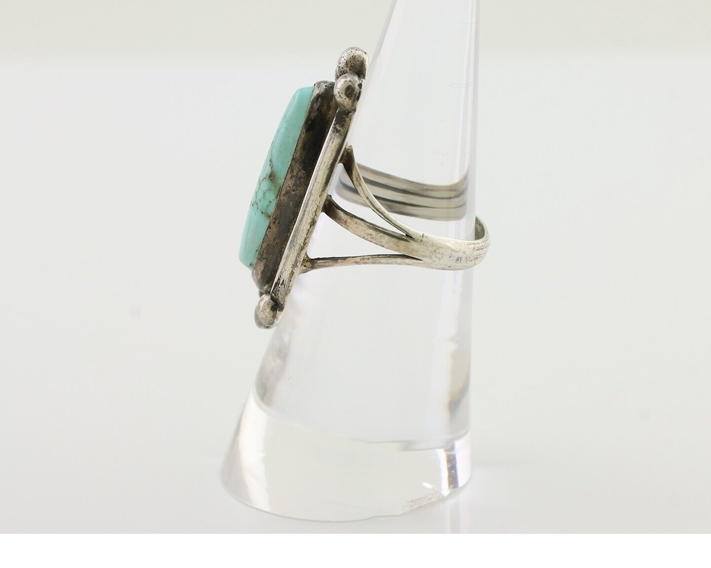 Navajo Turquoise Ring 925 Silver Native Artist Signed Sunrise Size 6.0 C.80's