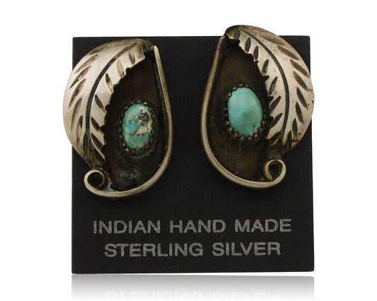 Navajo Earrings 925 Silver Natural Turquoise Native American Artist C.80's