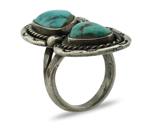 Navajo Ring 925 Silver Blue Turquoise Artist Signed P C.80's