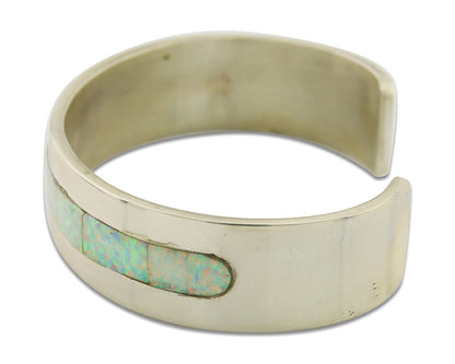 Navajo Bracelet 925 Silver Opal Cuff Artist Signed DD C.80's