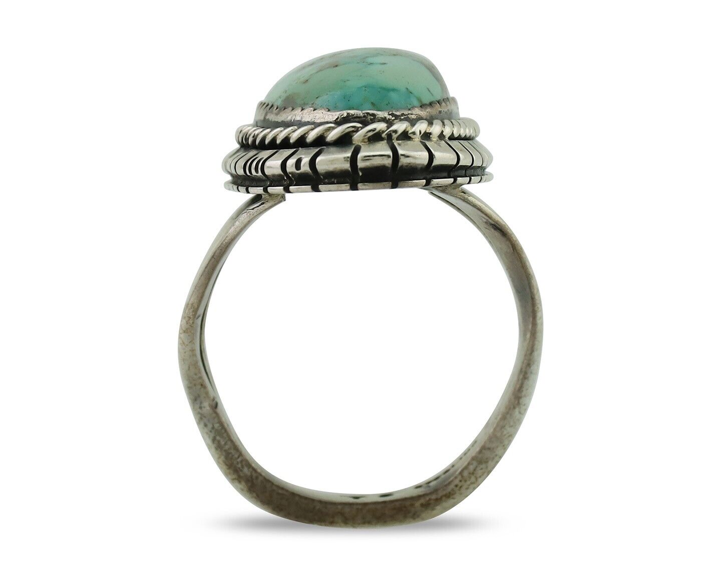 Navajo Handmade Ring 925 Silver Natural Turquoise Artist Signed TS C.80's
