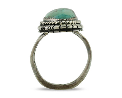 Navajo Handmade Ring 925 Silver Natural Turquoise Artist Signed TS C.80's