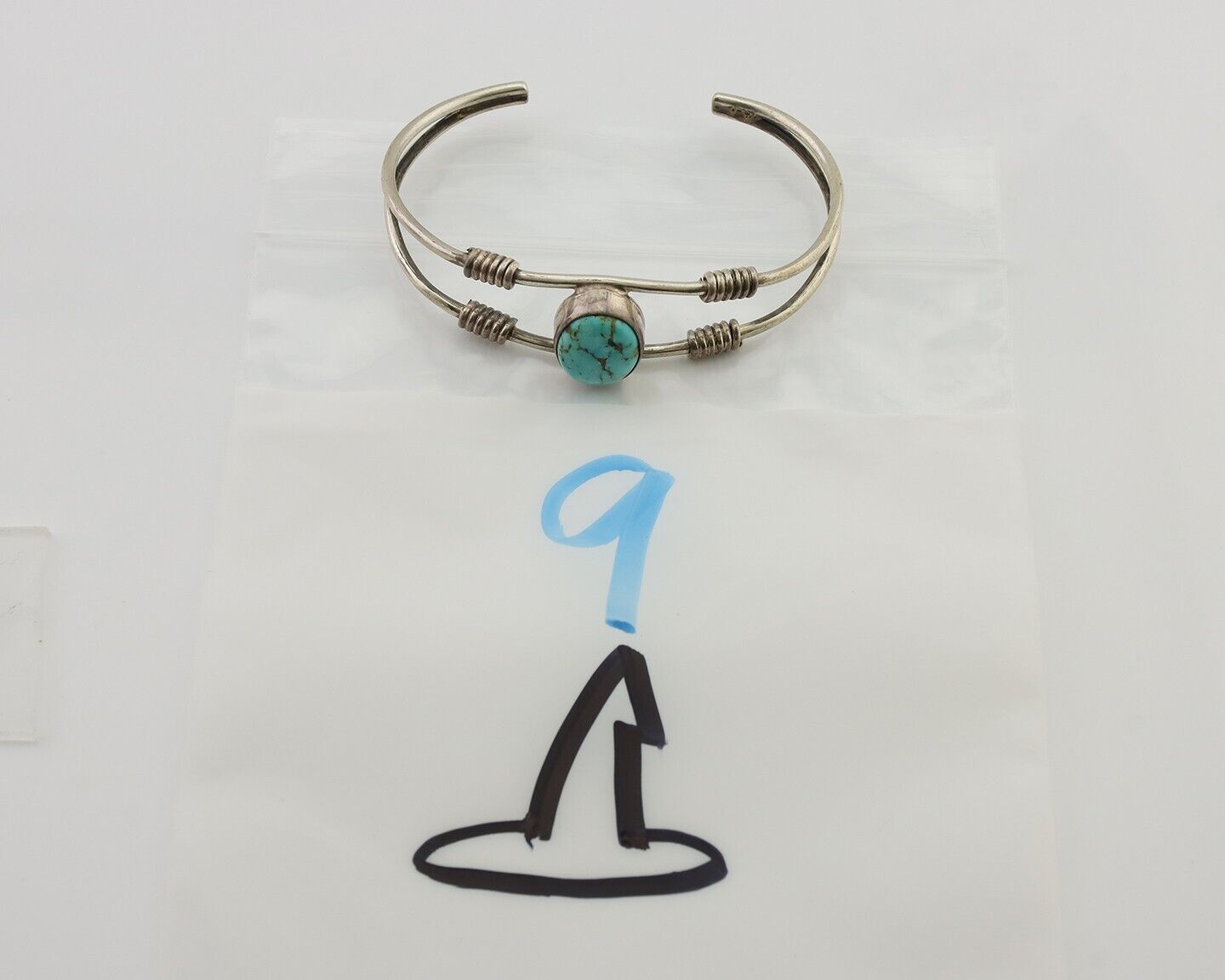 Navajo Bracelet 925 Silver Natural Blue Turquoise Native American C.80's