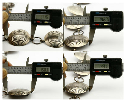 Navajo C.1980's Handmade .925 Silver Hand Stamped Concho Belt 36in Long