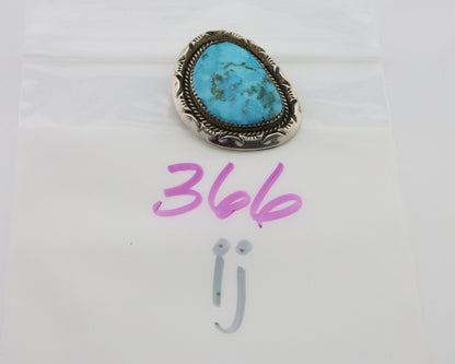 Navajo Pin 925 Silver Natural Blue Turquoise Artist Signed Hyson Craig C.80's