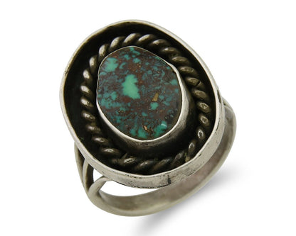 Navajo Handmade Ring 925 Sterling Silver Natural Turquoise Native Artist C.80's
